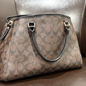 Coach Brown and Black Signature Shoulder Bag